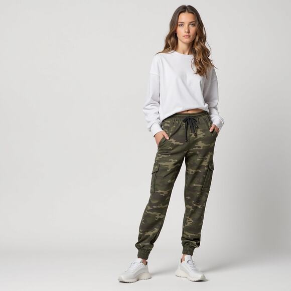 American Eagle Next Level High-Waisted Jegging Jogger | Size 6 Camo Drawstring - Picture 2 of 8